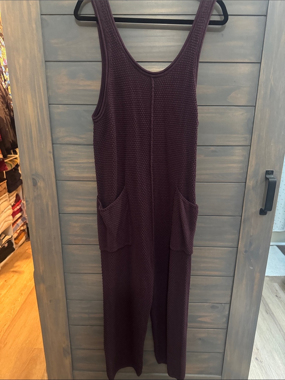 Free People Textured Sleeveless Jumpsuit in Deep Plum